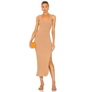 ALIX NYC Palma Rib Knit Tank Midi Dress in Tan Small